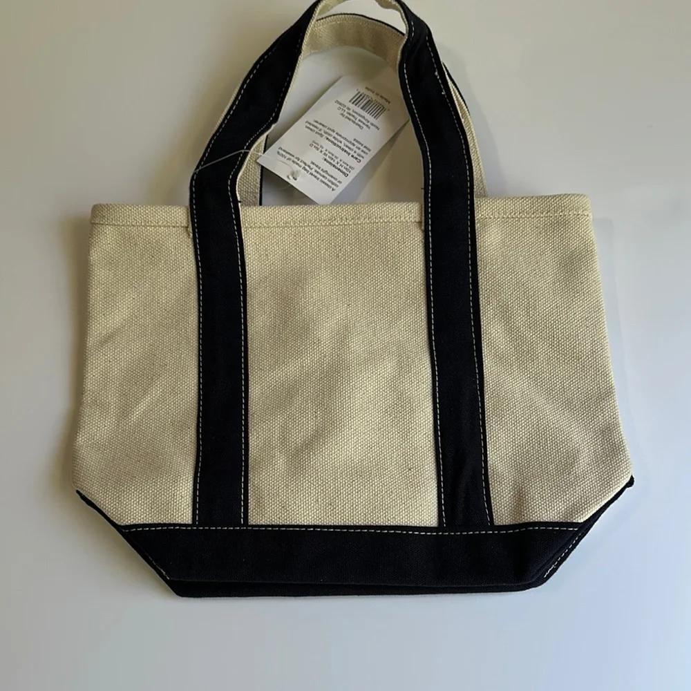 Stylish Black and Cream Tote Bag EUC